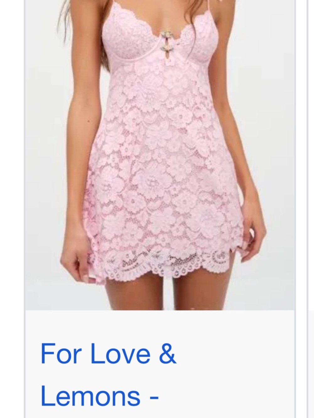 For Love & Lemons Pink Lace Mini Dress